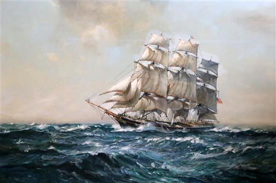 Leslie A. Wilcox (1904-1982) The American Clipper Mischief 548 tons built by James M Hood at Somerset, Mass 1853 23.5 x 35.5in.